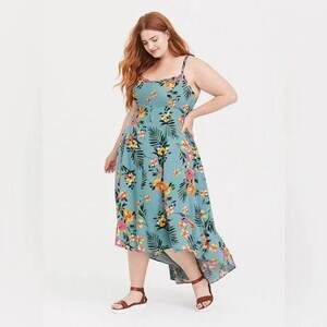 Torrid‎ Floral High Low Dress Sleeveless Casual Summer Plus Size 2X Maxi Challis
